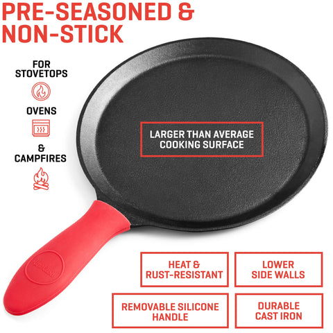 Uno Casa comal pan on stove for warm, even tortillas.