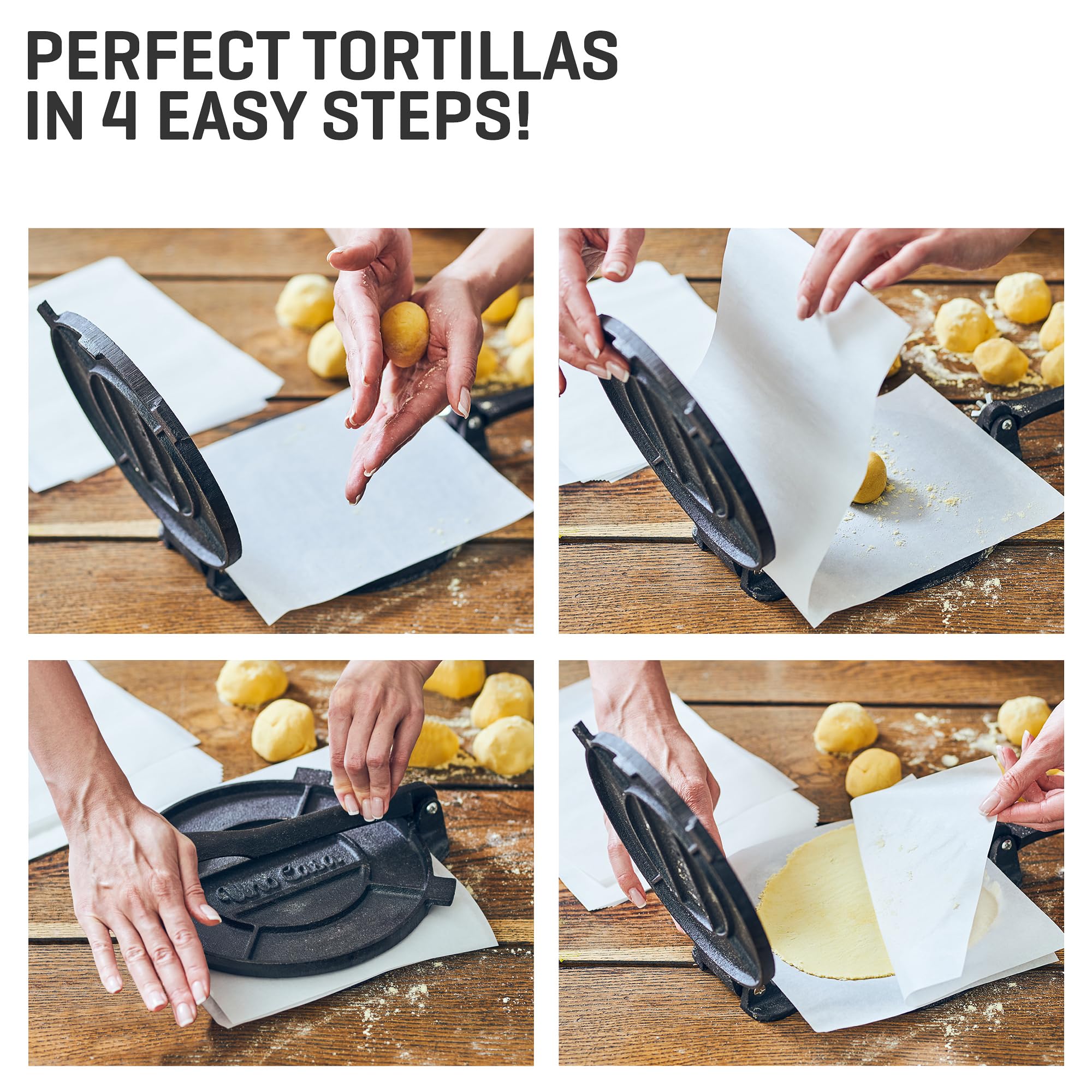 Uno Casa parchment sheets included for effortless dough release