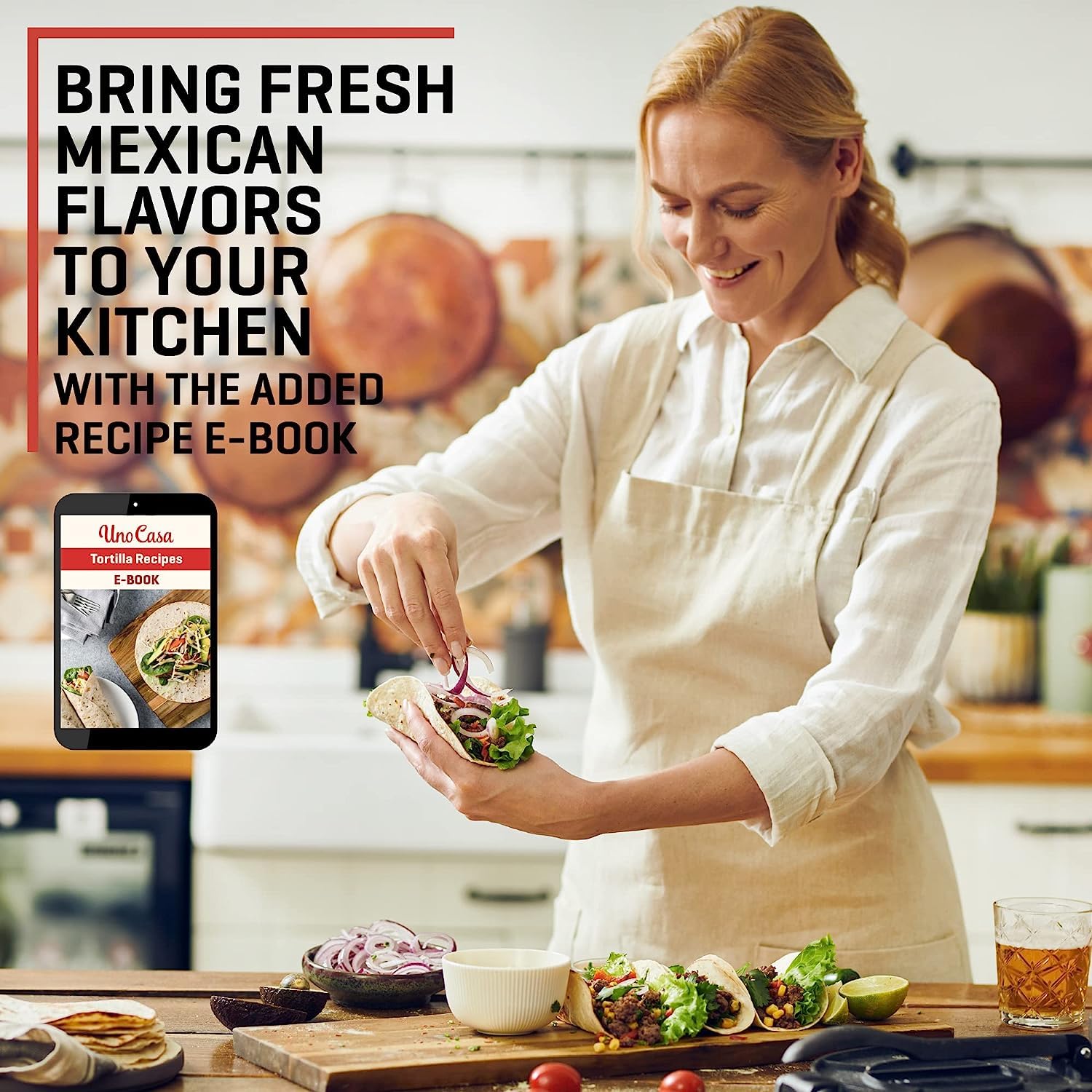 Uno Casa pre-seasoned tortilla press ready to use with durable surface.