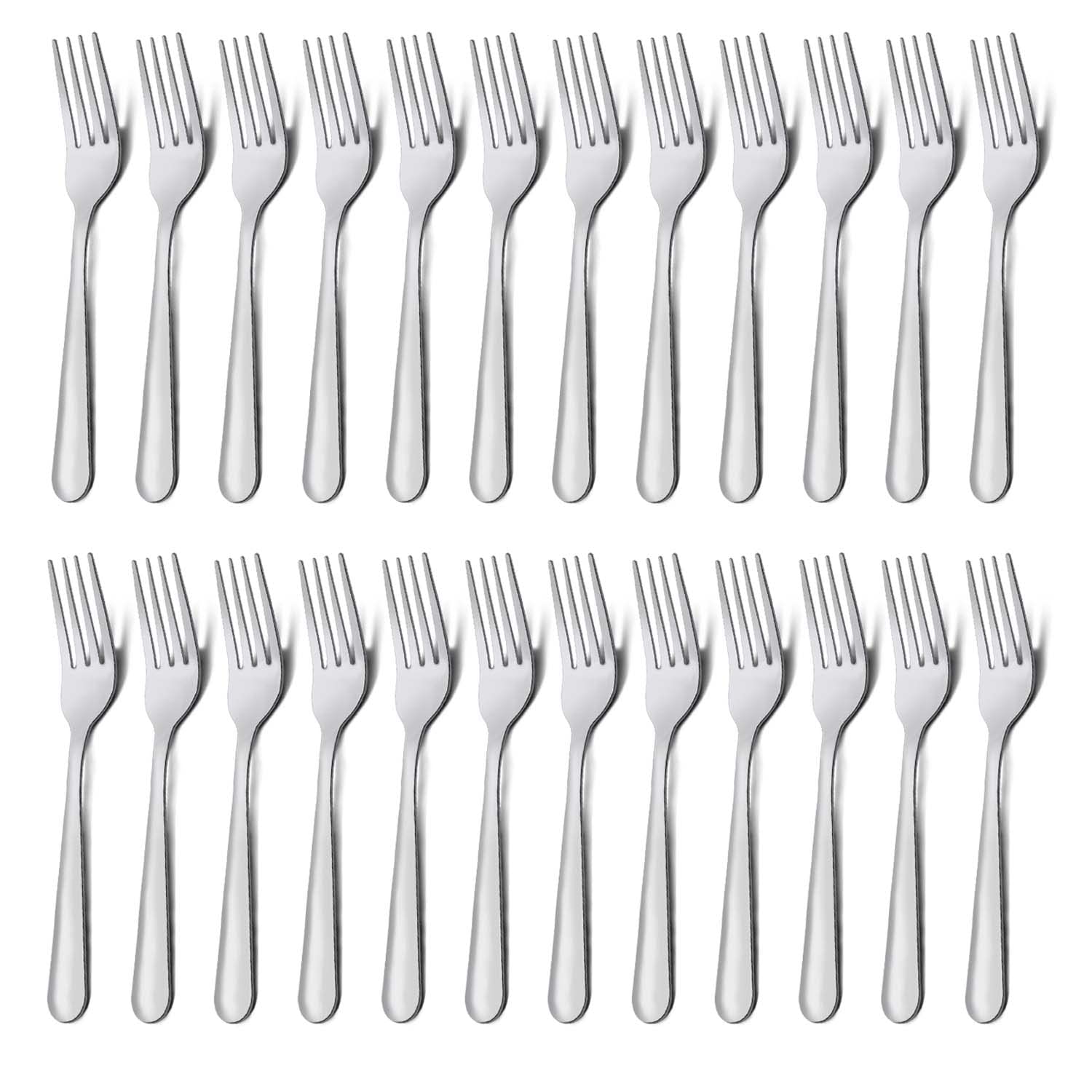 Unokit 24-piece dinner forks with mirror polish for elegant table setting.