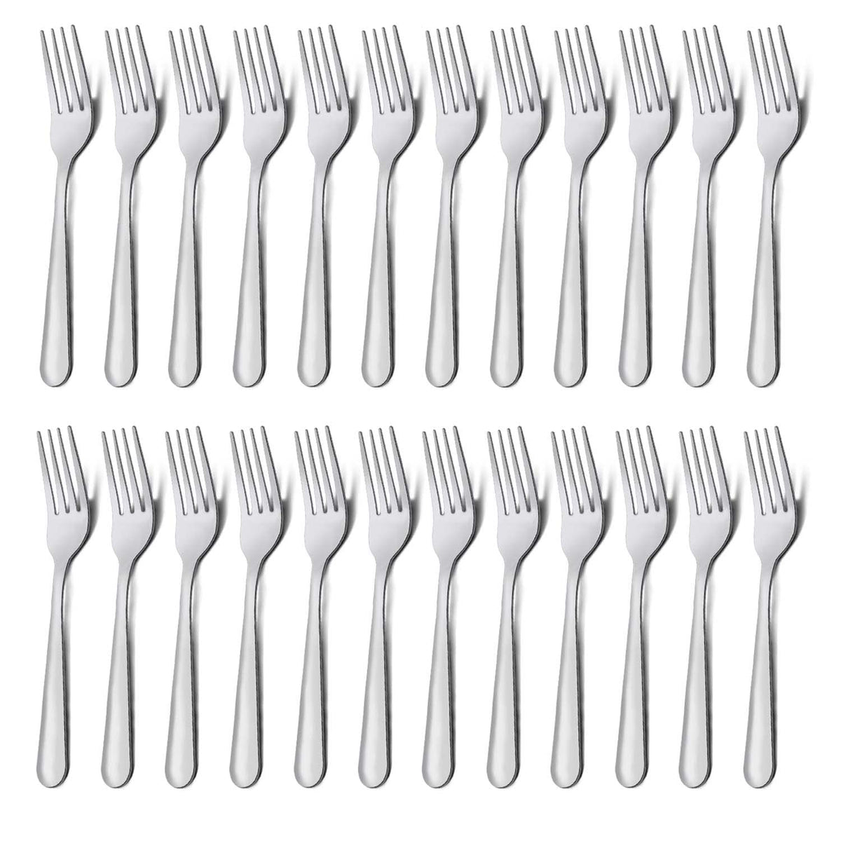 Unokit 24-piece dinner forks with mirror polish for elegant table setting.