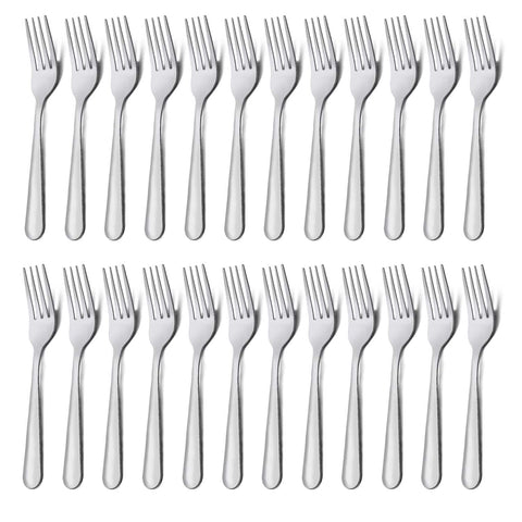 Unokit 24-piece dinner forks with mirror polish for elegant table setting.