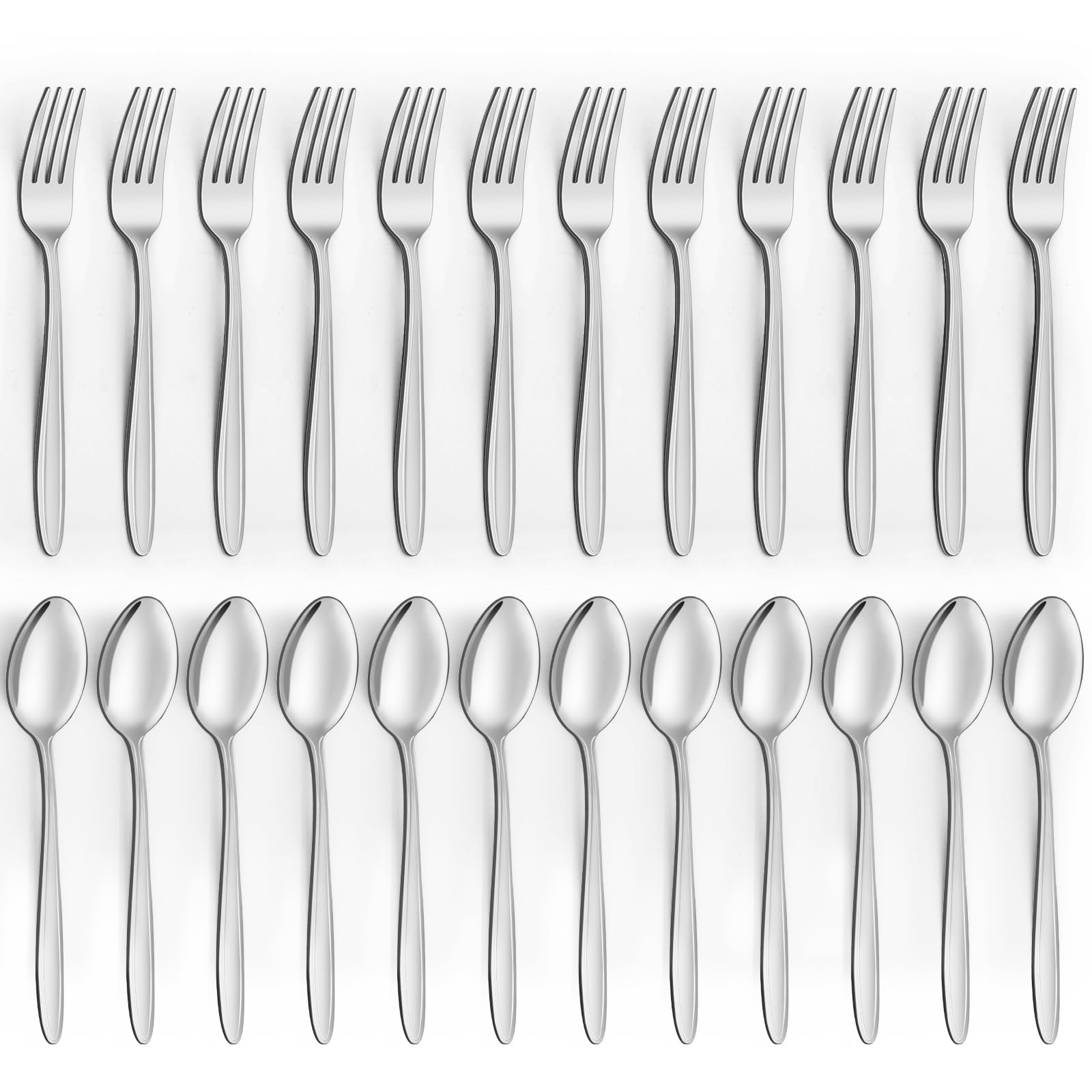 Unokit 24-piece forks and spoons set ready for daily family dining with durable steel.