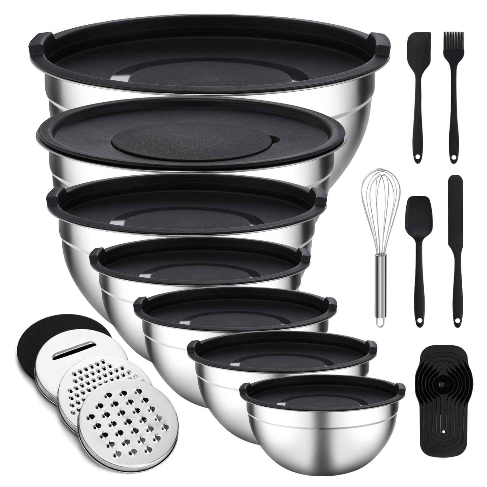 Unokit 7-piece mixing bowls with lids for easy prep and airtight storage.