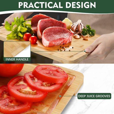 Unokit cutting board with side handles for easy lifting