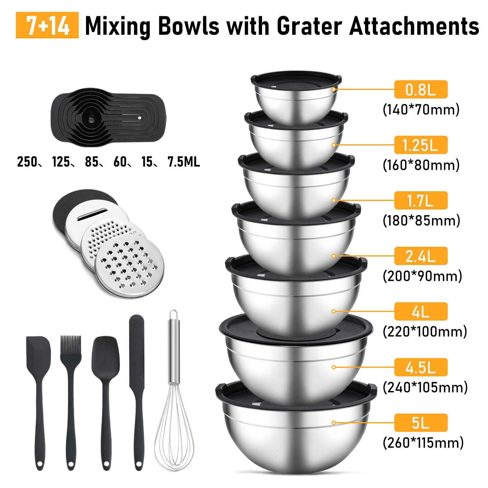 Unokit bowls with grater attachments for quick slicing and mixing.