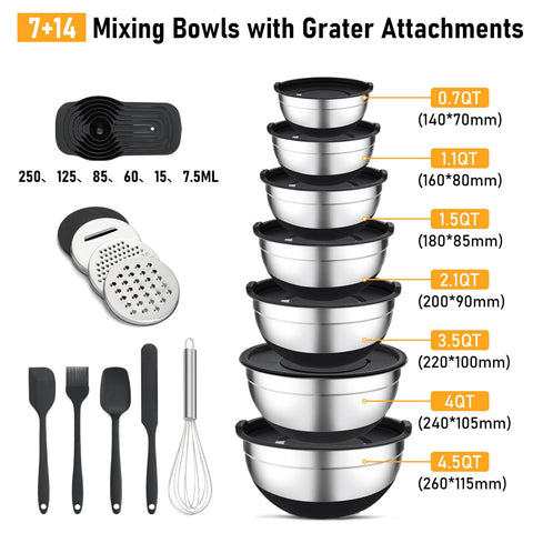 Unokit mixing bowls with grater attachments ready for quick prep tasks
