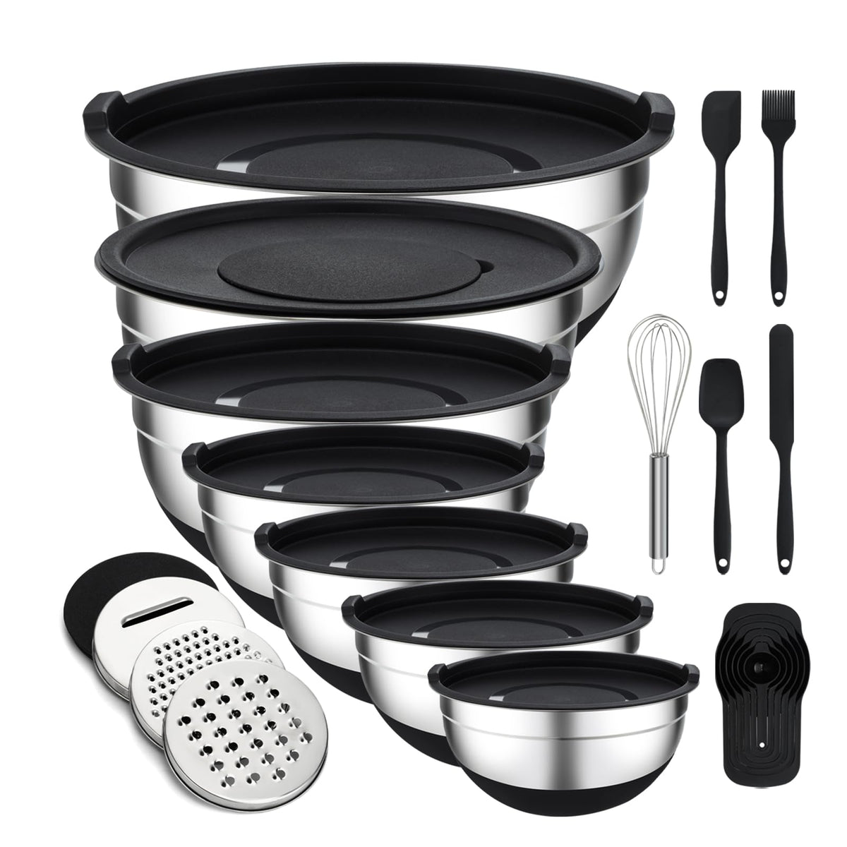 Unokit mixing bowls with lids set showing airtight storage for meal prep