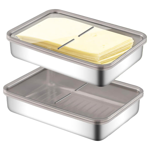 UNVSTIAR cheese container with airtight lid keeps contents fresh longer.