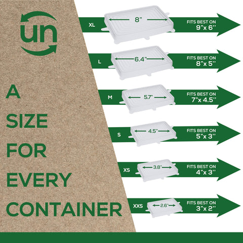Unwasted lids expand to fit bowls with an airtight seal.