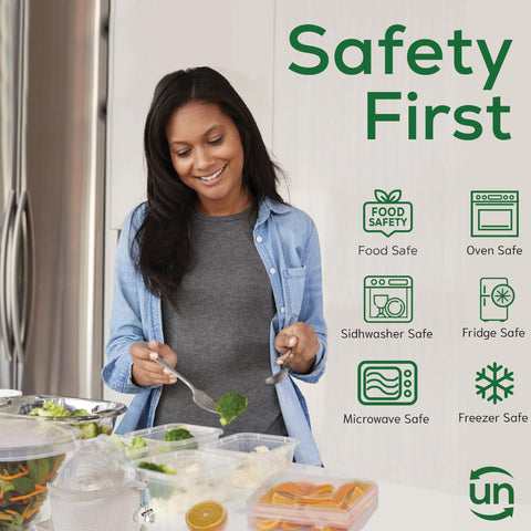 Unwasted silicone covers seal baking dishes to prevent leaks.
