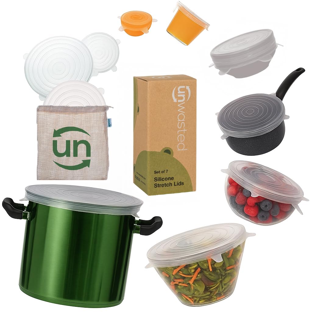 Unwasted silicone lids variety pack covers bowls for airtight storage.
