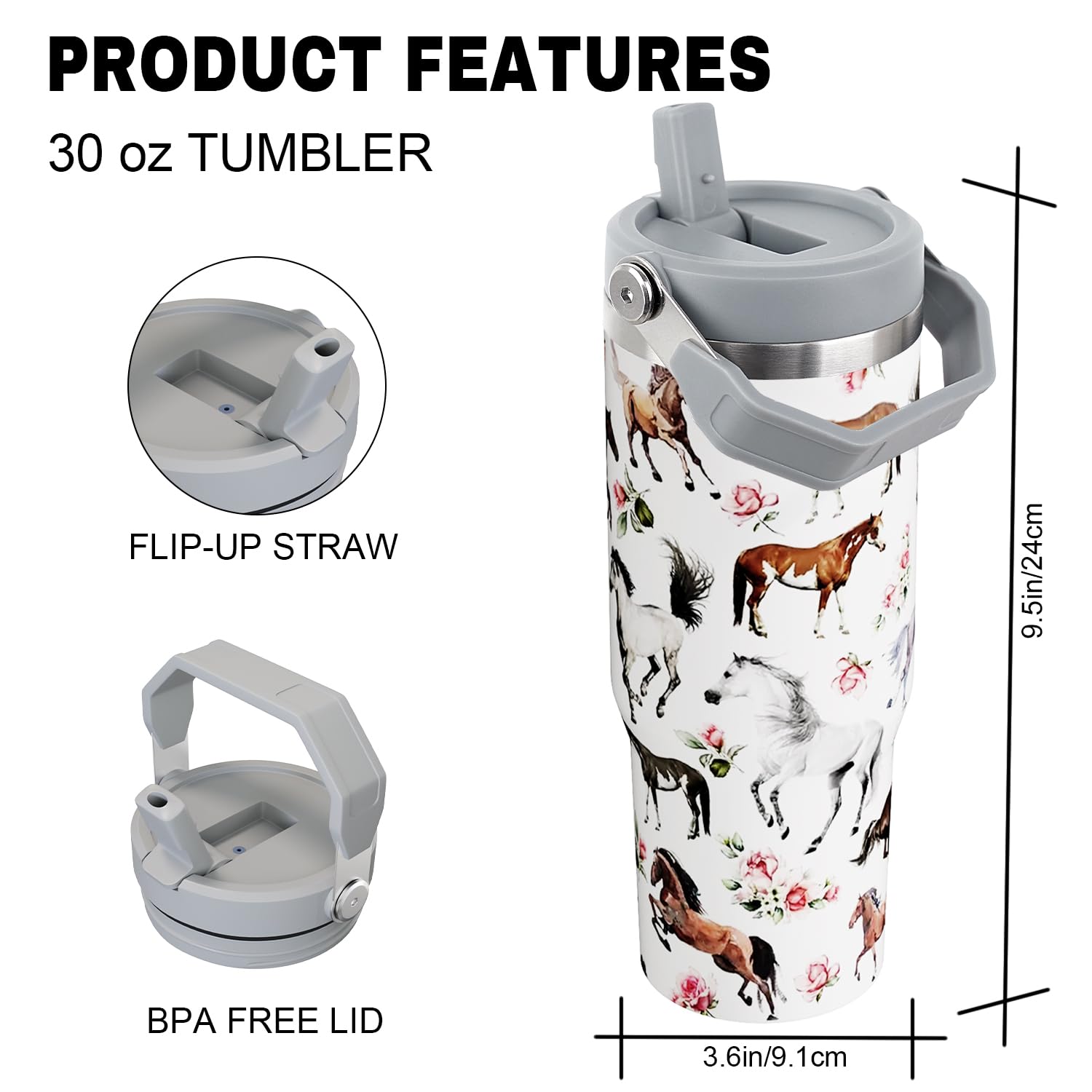 Unyopsa 30oz insulated tumbler with lid keeps drinks hot or cold.