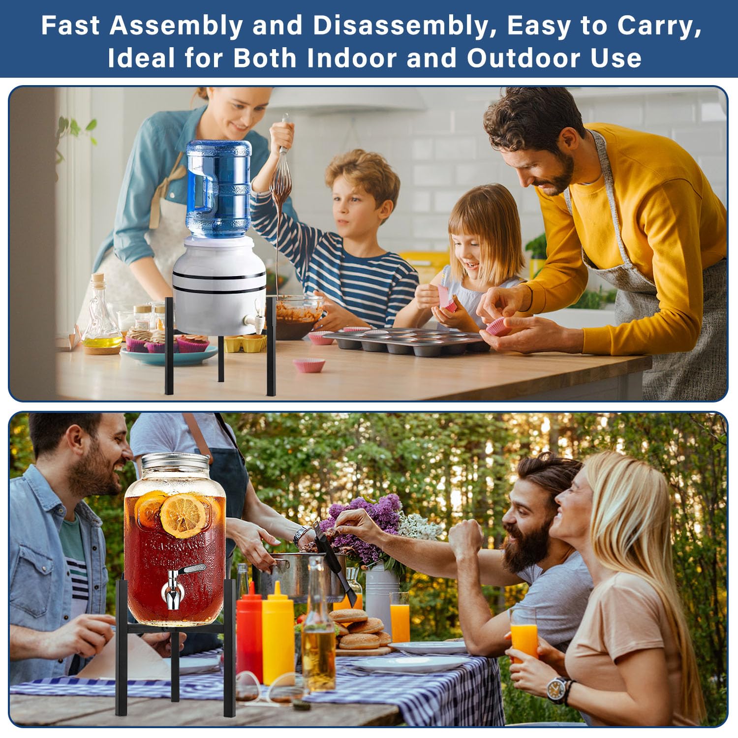Uoveya durable metal construction provides a secure base for large jugs