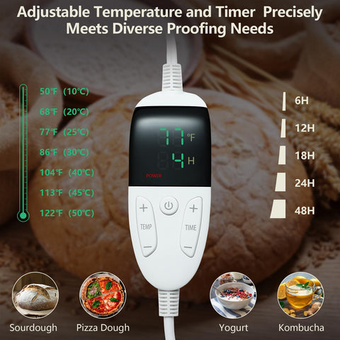 Acrylic window with hygrometer lets you monitor dough without opening lid.