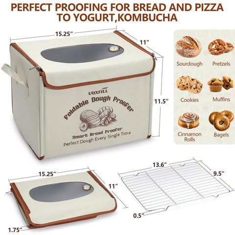 Uoxfill bread-proofing box with lid open; easy access to dough.