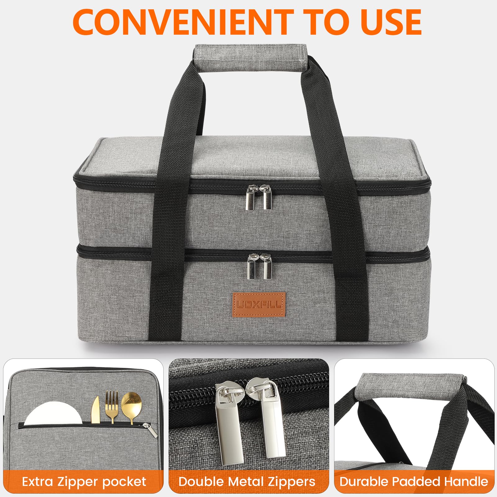 Uoxfill tote pocket keeps utensils and condiments neatly organized.
