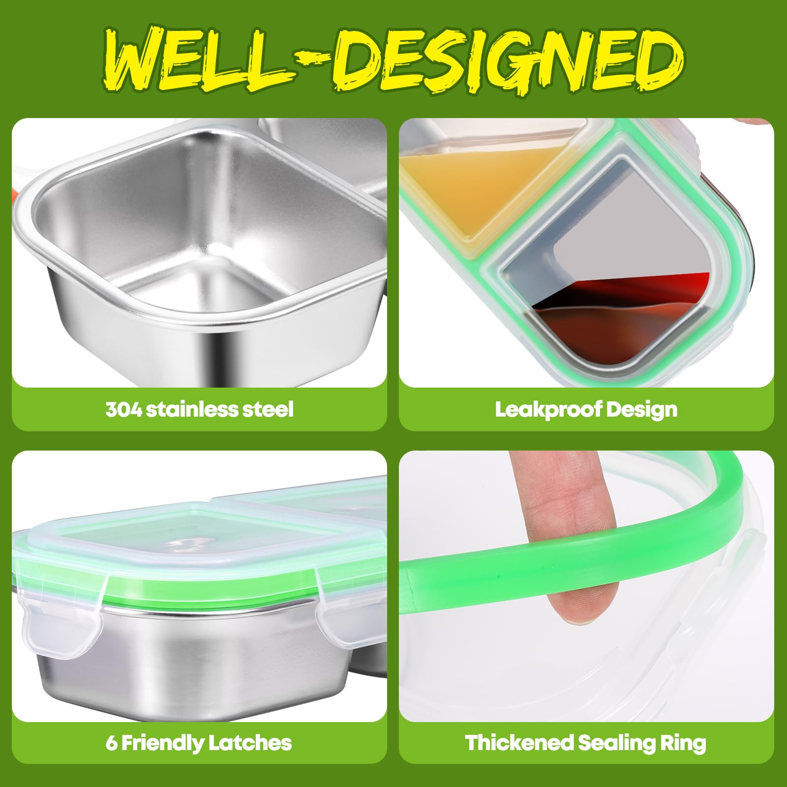 UPABLUNSO 18-8 stainless steel material for durable, rust-resistant storage.