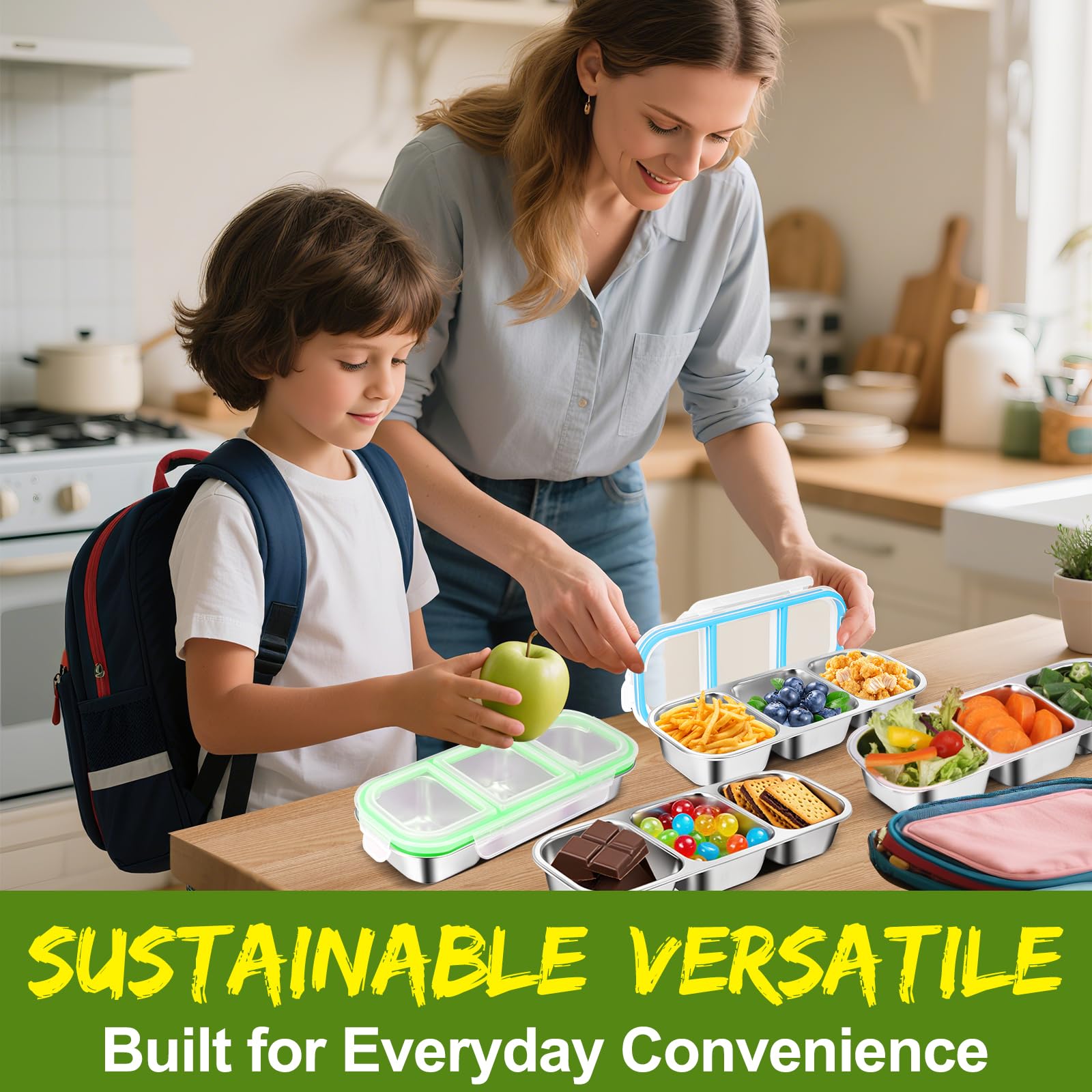 UPABLUNSO portable snack box fits in backpacks for on-the-go meals.