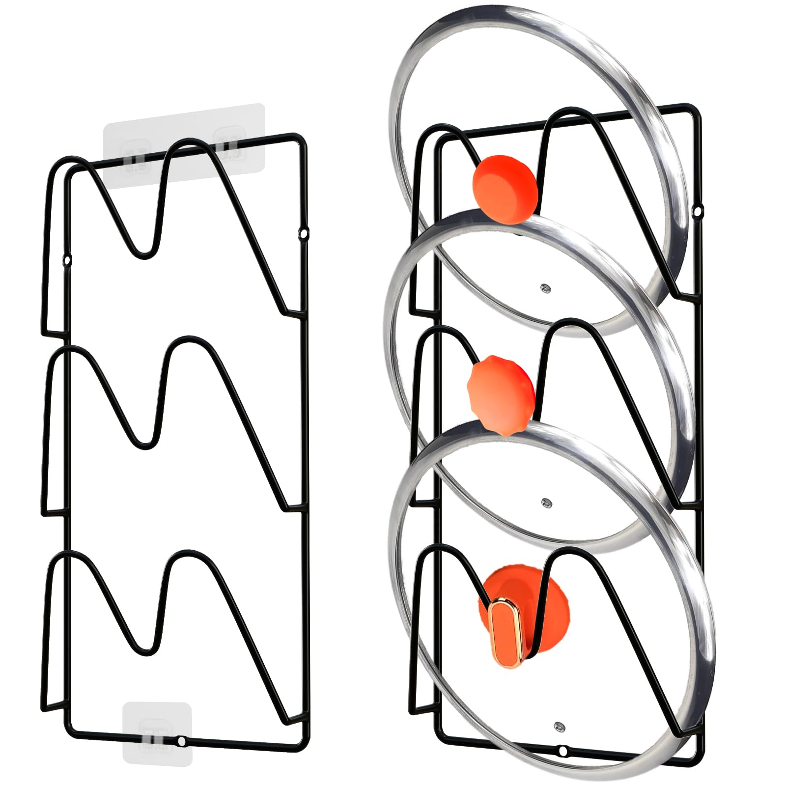 UpChoNice lid organizer 6-tier mount keeps lids neatly organized and easily accessible.