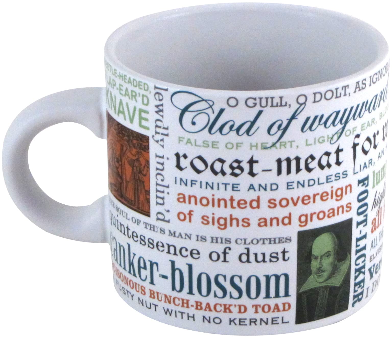 The Unemployed Philosophers Guild Mug back view with bold insults to spark conversations.