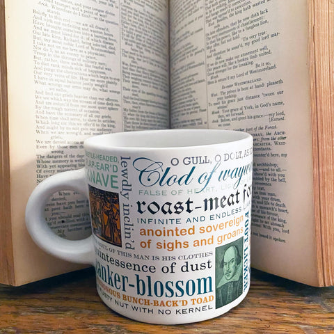 The Unemployed Philosophers Guild Shakespeare Insults Mug printed quotes showcase style.