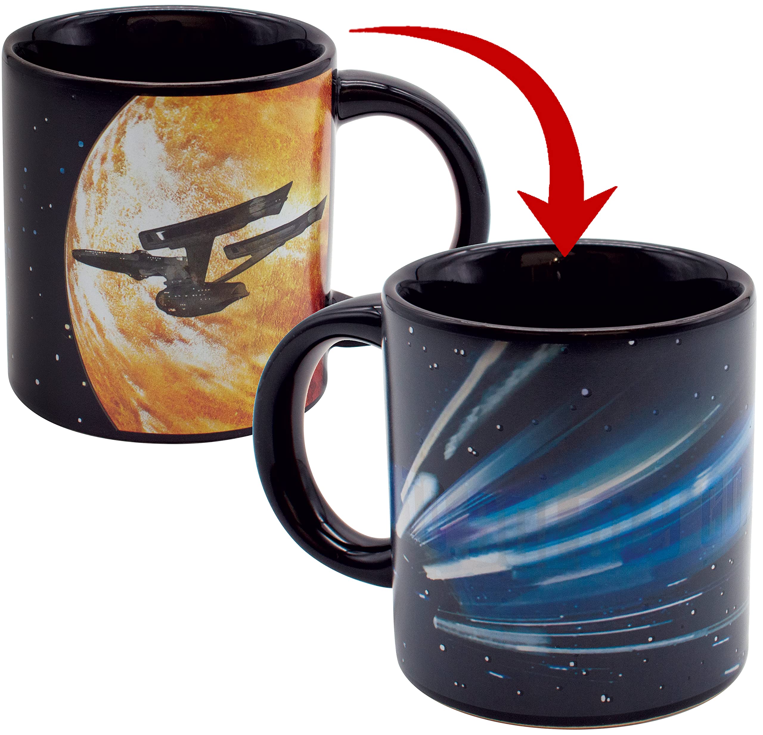 UPG Star Trek Warp Mug color-change when hot water is added.