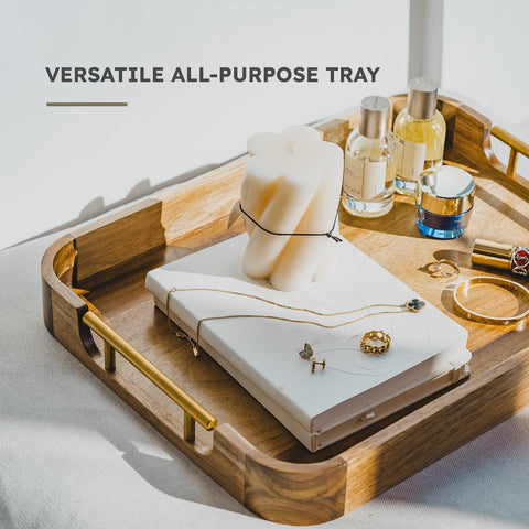 Upper Acacia Wood Ottoman Tray ideal for breakfast in bed or couch-side service.