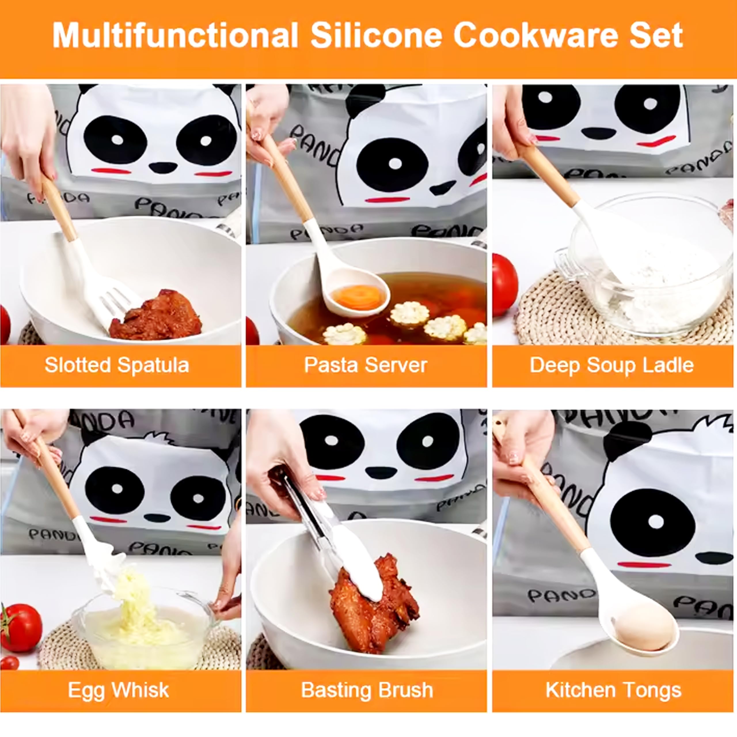 UPPREEM silicone tongs for precise flipping without scratching pans.