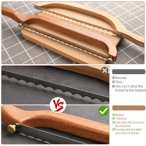 Uprichya curved blade slicing through crusty loaves smoothly.