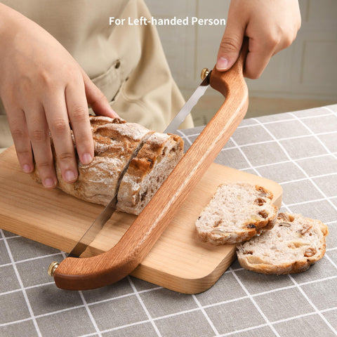 Uprichya sturdy, balanced sapele handle enhances control during slicing.