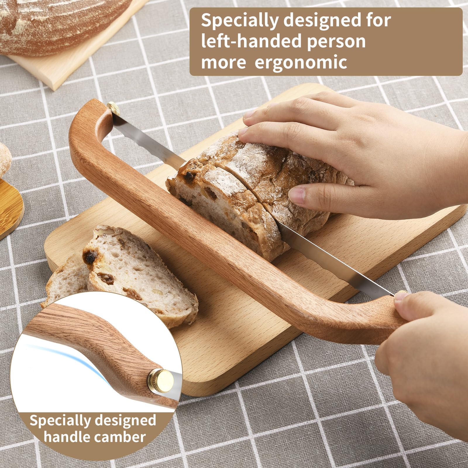 Uprichya thick, wider blade with sharp serrations delivers precise cuts through crusts.