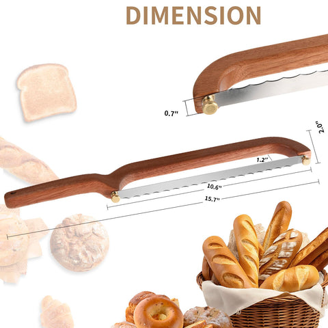 Uprichya bread knife features a durable sapele wood handle for comfort.