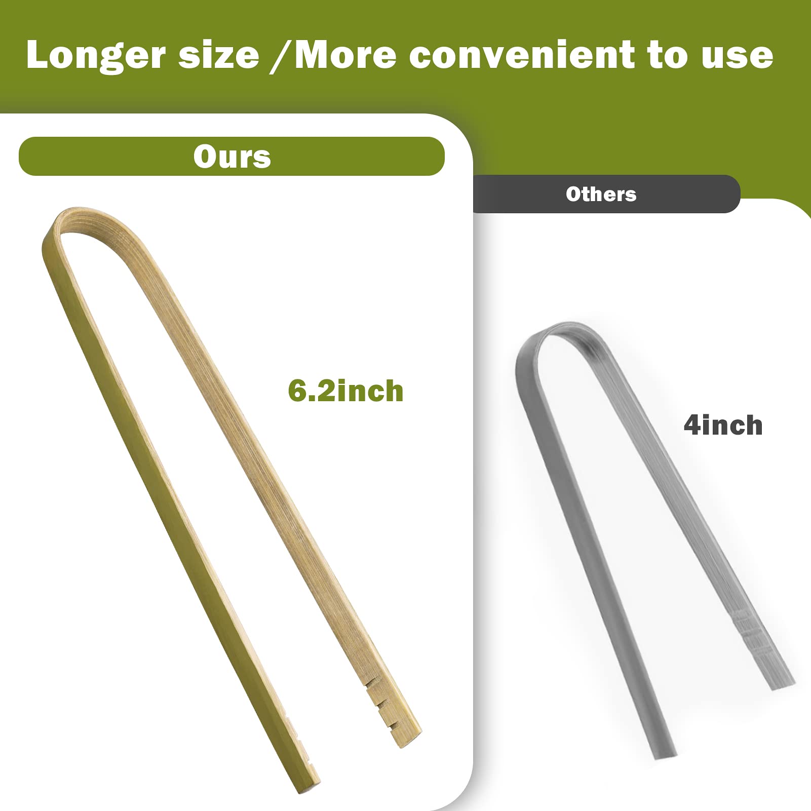 Uprony mini bamboo tongs close-up, durable bamboo texture for serving