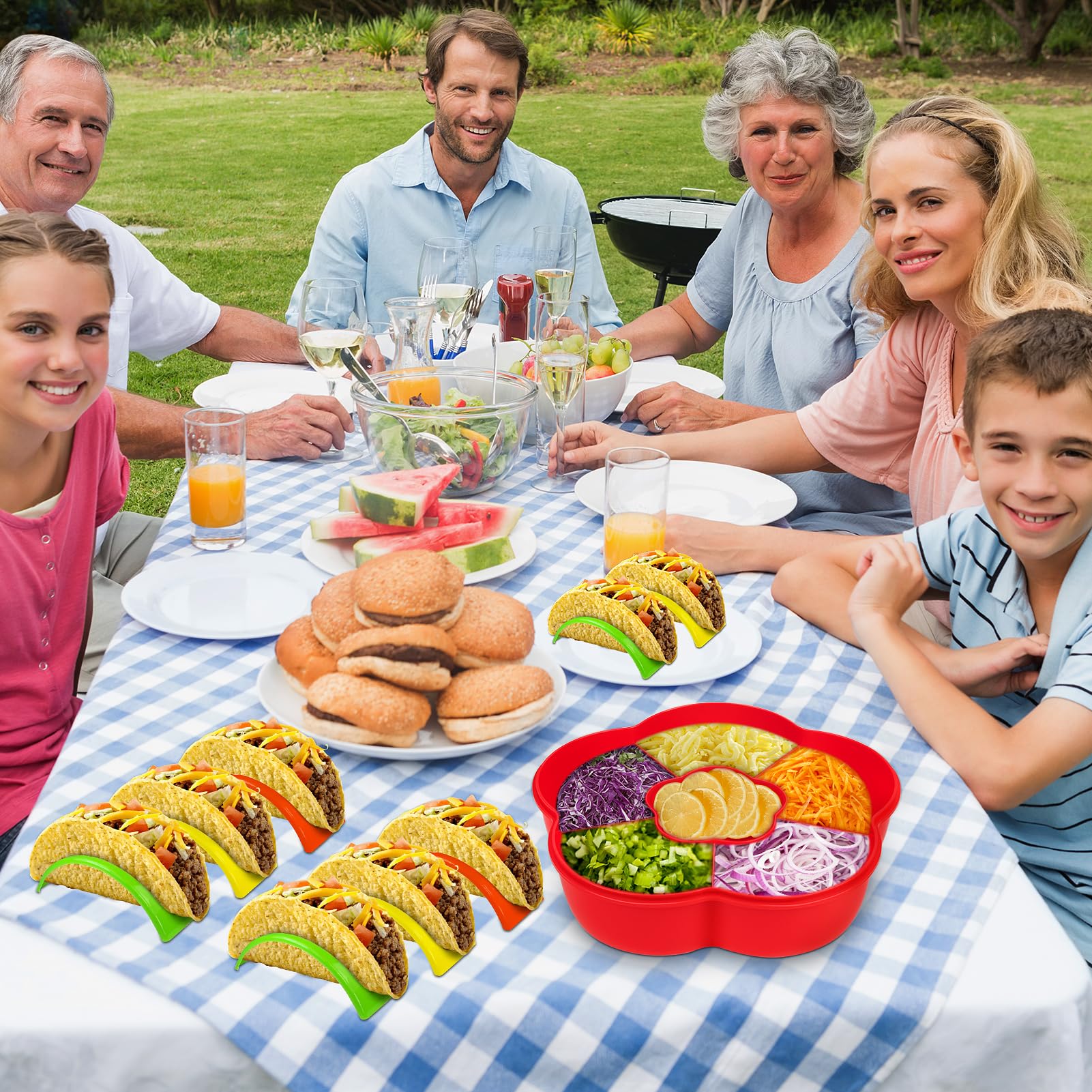 Uprony taco bar set enhances casual entertaining at home.