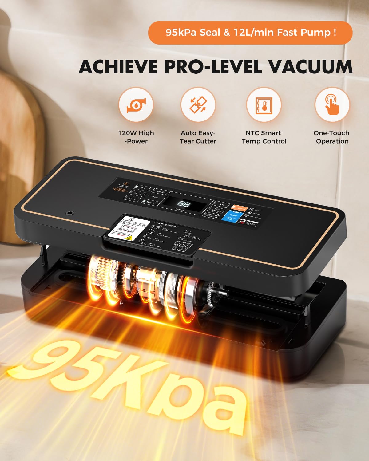 UPRUBE vacuum sealer auto tear-cutter enabling clean, scissors-free bag opening.