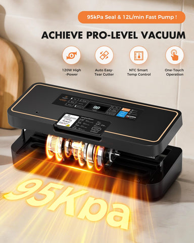 UPRUBE vacuum sealer auto tear-cutter enabling clean, scissors-free bag opening.
