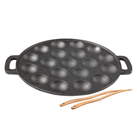 Upstreet 19-hole aebleskiver pan front view for batch treats.