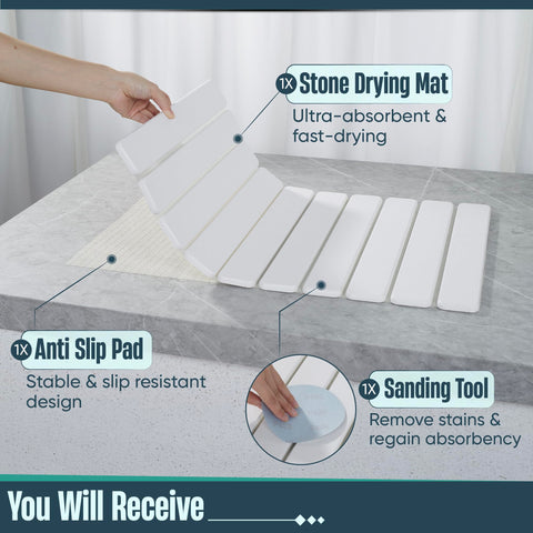UPTIMAZ Stone Drying Mat folded storage offers compact, space-saving convenience.