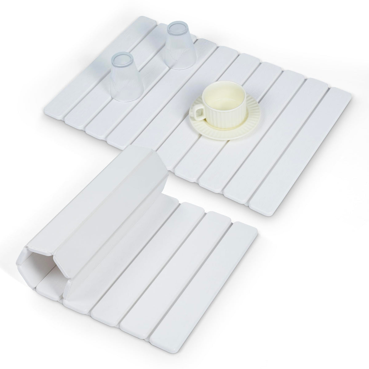 UPTIMAZ Stone Drying Mat rolled design keeps counters dry after dishwashing.
