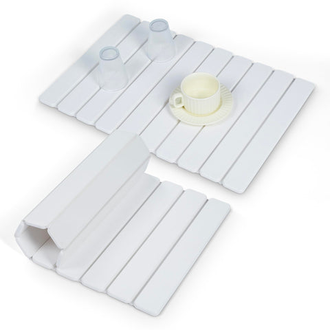 UPTIMAZ Stone Drying Mat rolled design keeps counters dry after dishwashing.