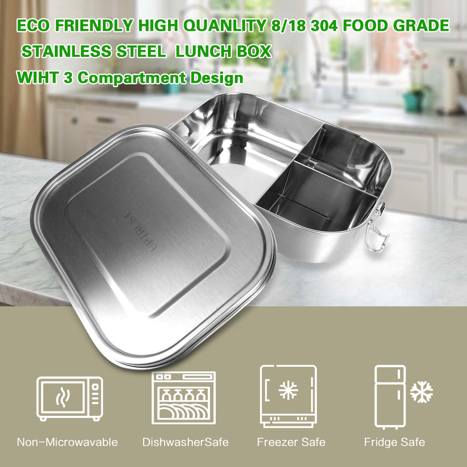 UPTRUST 47oz capacity shown in a compact lunch box.
