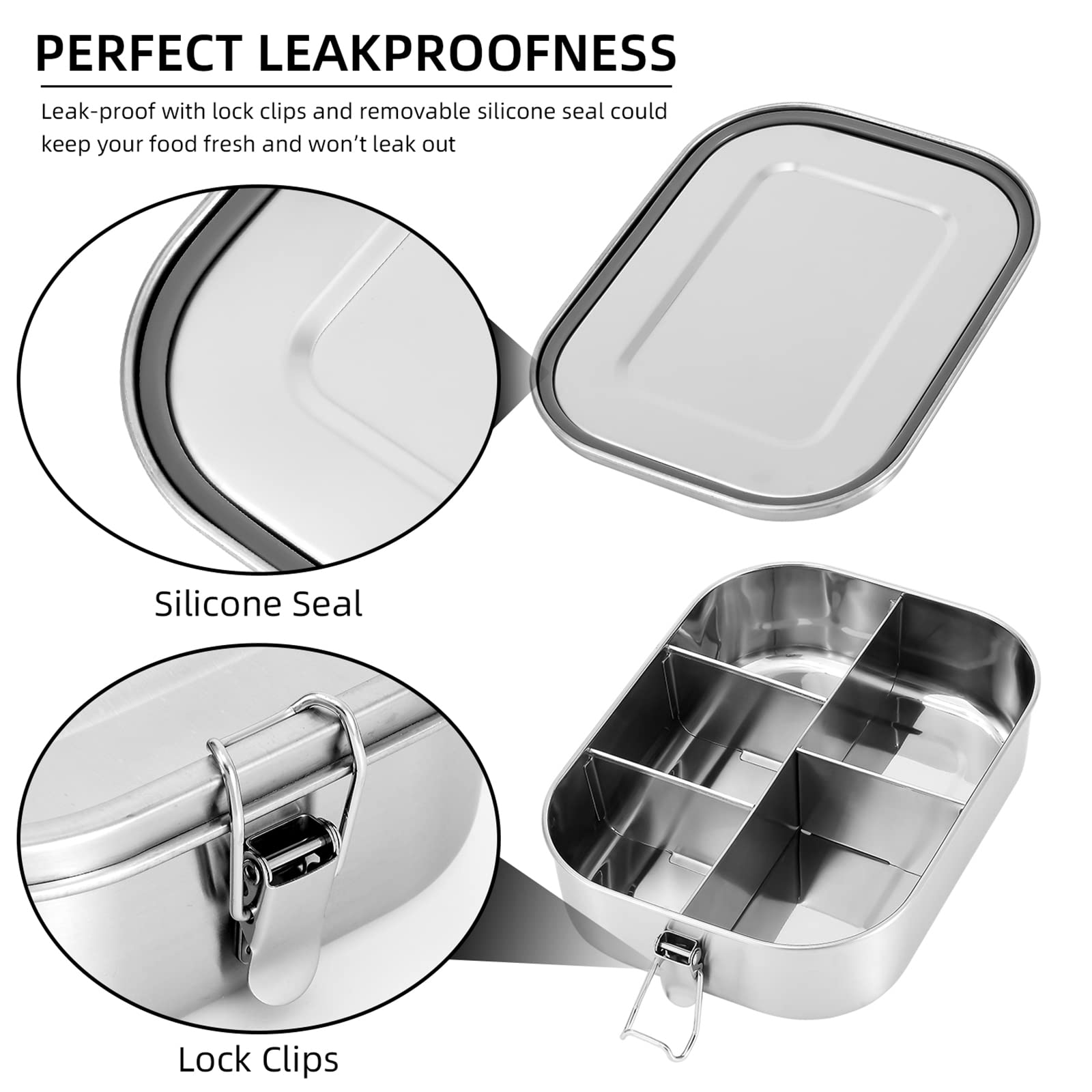 UPTRUST Bento Box compartments not watertight, ideal for dry foods.