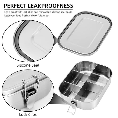UPTRUST Bento Box compartments not watertight, ideal for dry foods.
