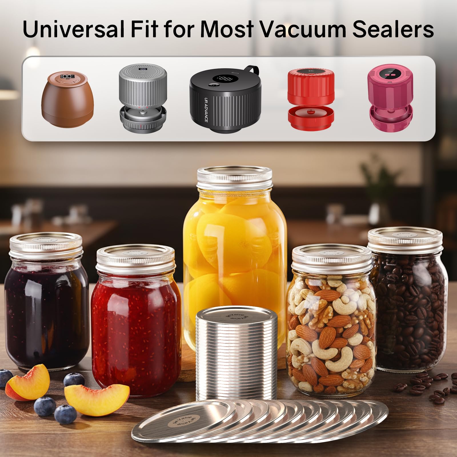 UR ADVANCE regular-mouth 68mm lid for jars, reliable seal for preserves