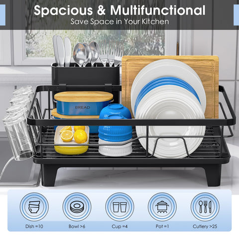 Urackify drainage board directs water away from dishes to keep counters dry.
