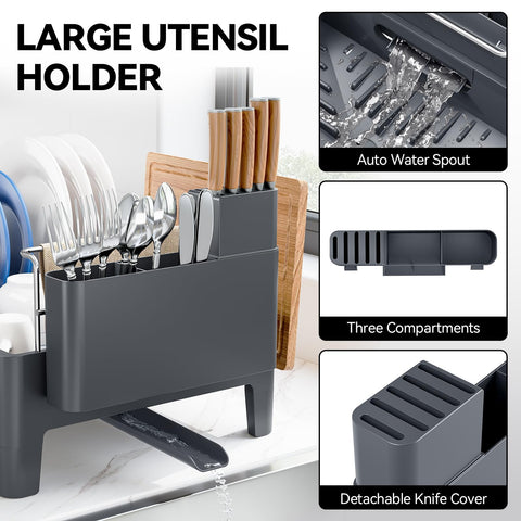 Urackify dish rack angled drip tray channels water into sink