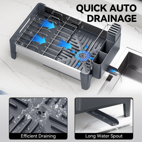 Urackify dish rack with detachable cutlery holder neatly stores utensils