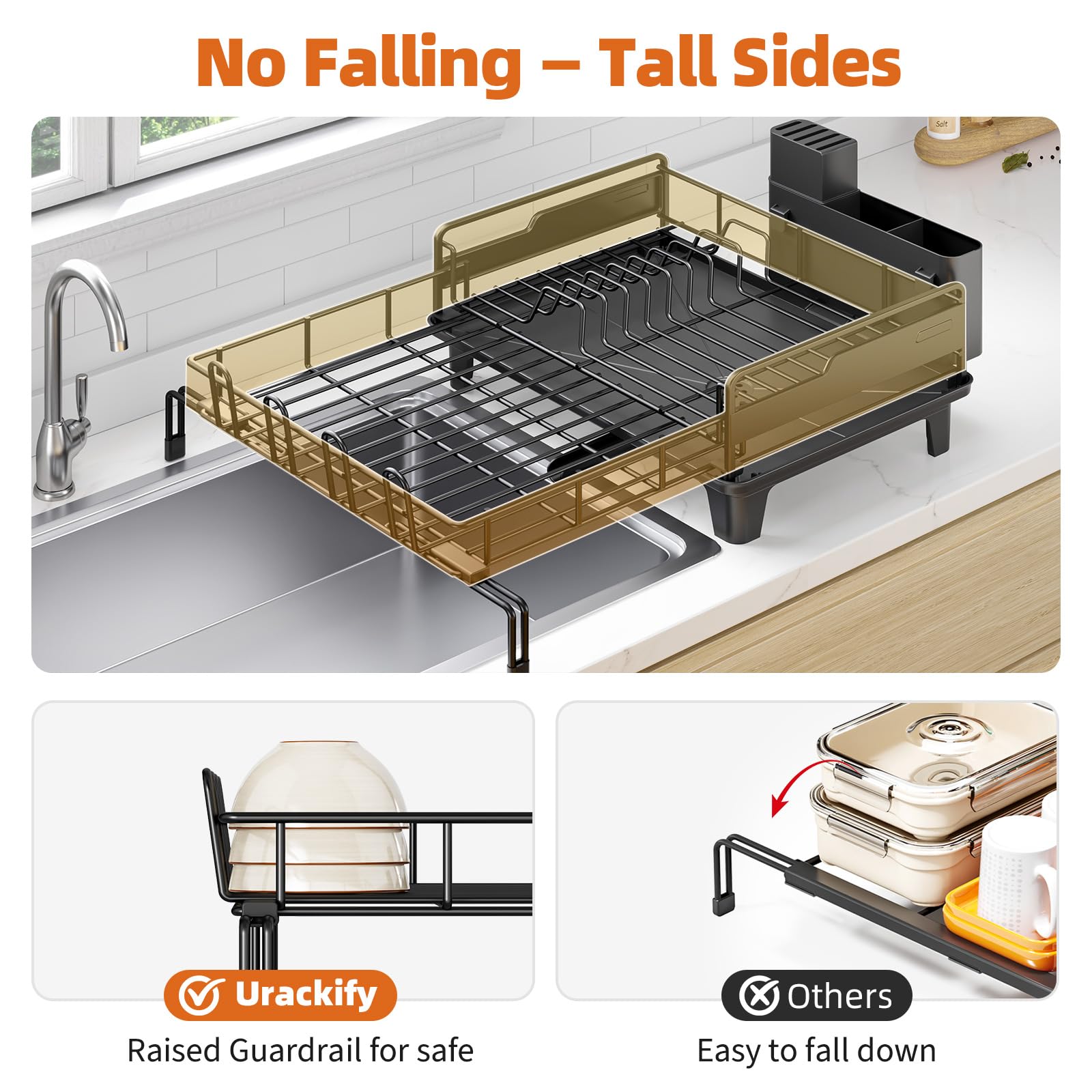 Urackify cross-groove drip tray channels drain evenly