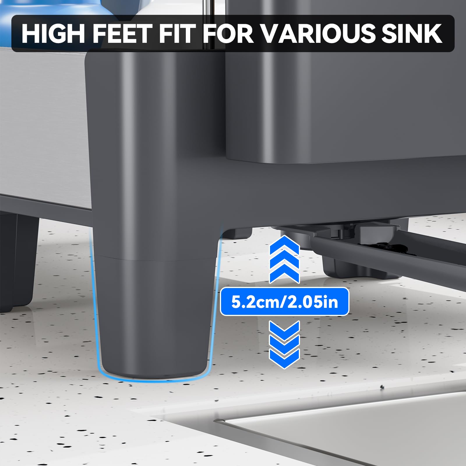 Urackify dish rack elevated feet fit most sinks for stable drying